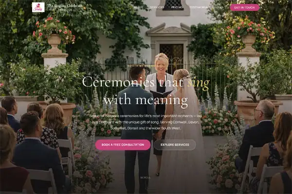 The Singing Celebrant business website screenshot